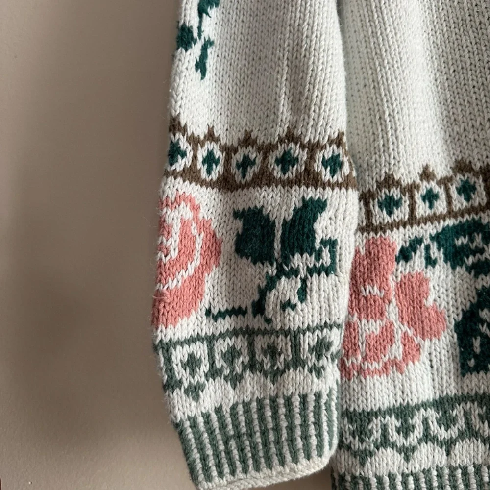 Vintage Rose Floral Knit Mock Neck Sweater - Picture 8 of 11